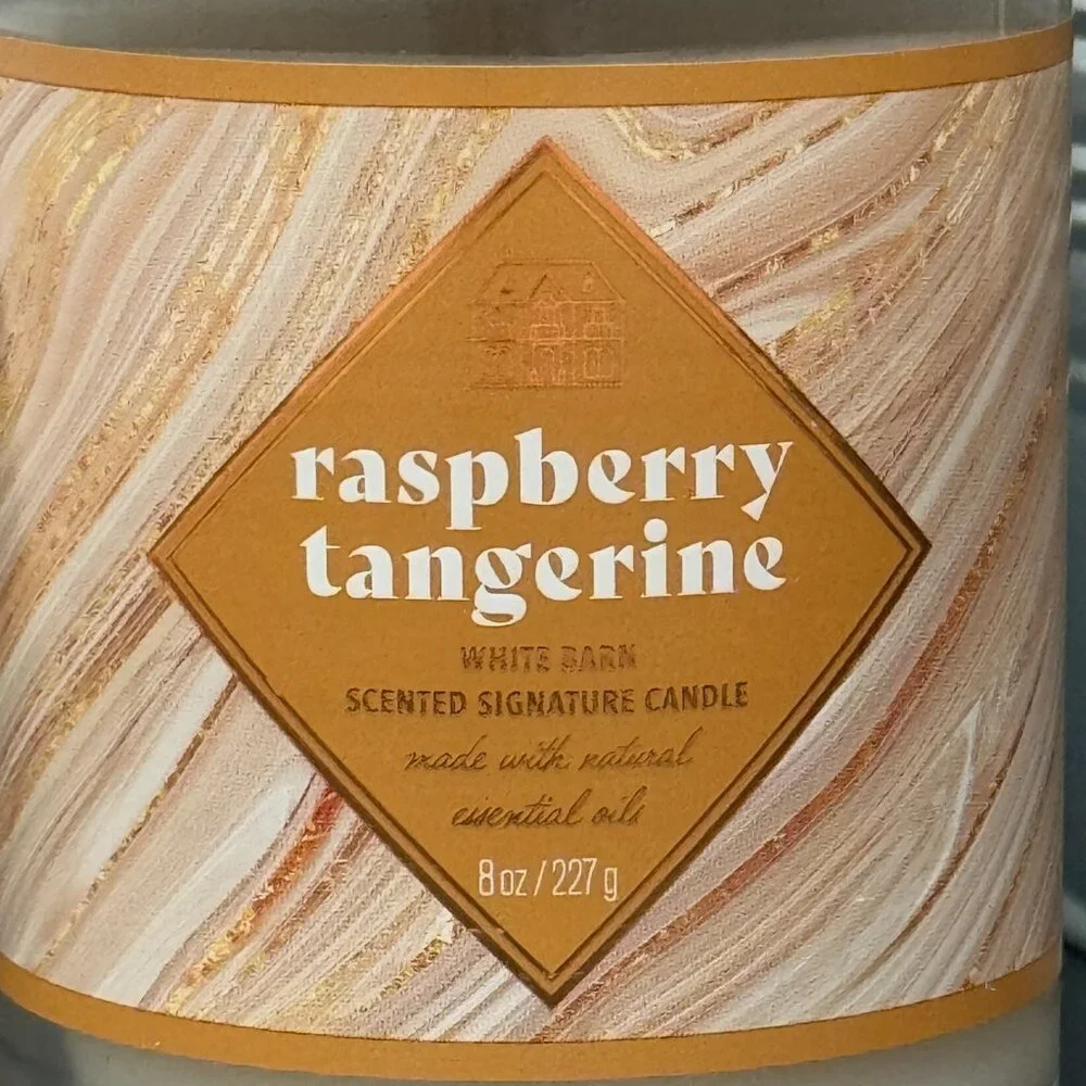 BBW Raspberry Tangerine White Barn Bath & Body Works Single Wick Candle - Picture 3 of 10